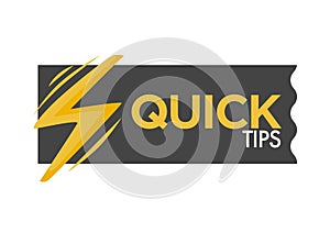 Quick tips poster giving advice. Hand gesture and headline placed in black block