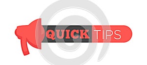 Quick tips poster giving advice. Hand gesture and headline placed in black block