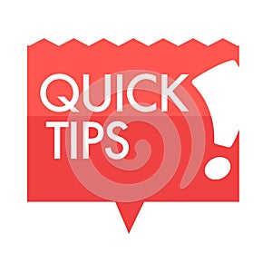 Quick tips poster giving advice. Hand gesture and headline placed in black block