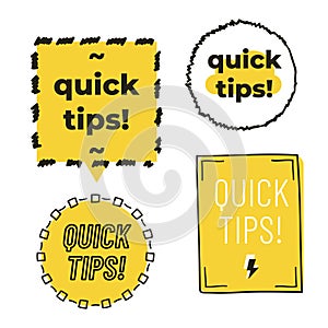 Quick tips set isolated on white background