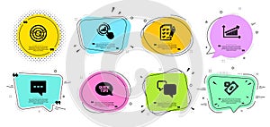 Quickstart guide, Blog and Chart icons set. Graph chart, Speech bubble and Targeting signs. Vector