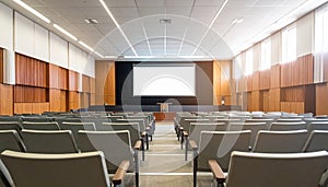 Modern Auditorium with Blank Projection Screen