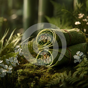 Quiet Bamboo Forest Ecosystem, Green Spinach Wrap