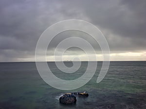 Quiet and cloudy day on the beach, Ribeira, CoruÃ±a, Spain