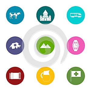 Quiet life icons set, flat style