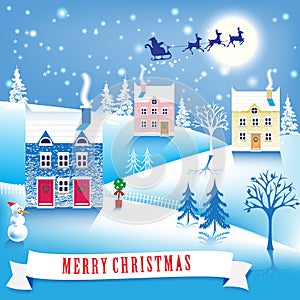 Quiet lovely Christmas image. winter landscape.vector illustration
