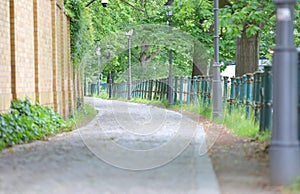 Quiet narrow street path Berlin Germany