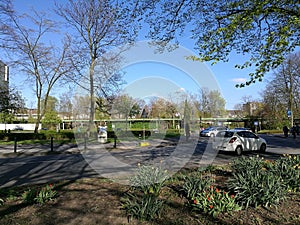 A quiet park besides the wood