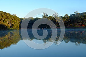 Quiet, peaceful scenery of Than Tho lake, Da Lat