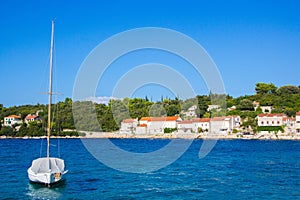 Quiet picturesque village by the sea. Korcula, Croatia.