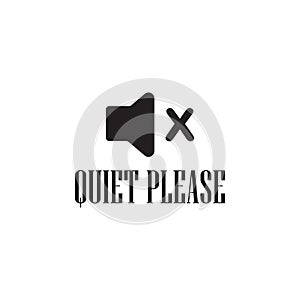 Quiet please sign isolated on white background. Attention icon for poster or signboard.