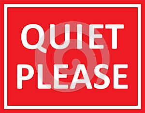 Quiet please sign. Silence icon. Silence request poster. Red note symbol is silent isolated on background. Do not disturb. Dont sp