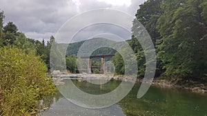 The quiet river Prut among the mountain forest