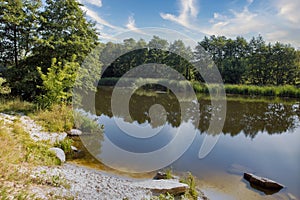 Quiet Ros river in summer, Ukraine