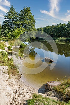 Quiet Ros river in summer, Ukraine