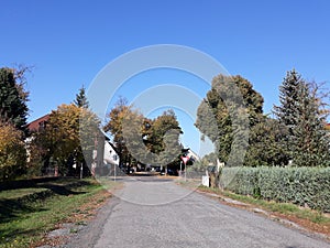 Quiet street in the city of Storkow in Germany ay photo