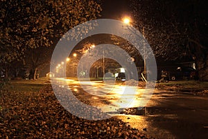 Quiet street at night photo