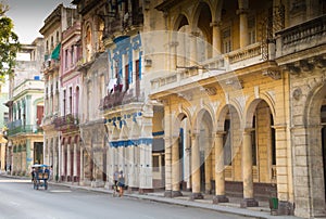 Quiet street-scene of Havana, Cuba among the colonial architecture