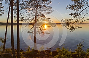 Quiet sunny evening on the lake