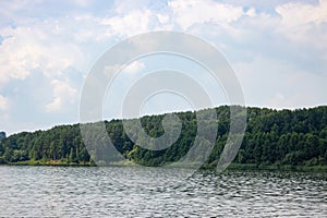 Quiet tranquil pacifying lake landscape during the warm summer season