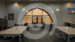 A quiet view inside the library of the Islamic University of Medina, Saudi Arabia