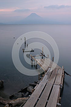 quiet view of the volcano lake