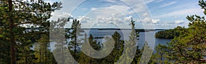 The quiet wild forest and lonely trees on the  top of a rocky island in the Linnansaari National Park in Finland - 3