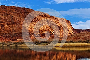 Quietly flowing Colorado river near Lees Ferry landing, Page, AZ, USA