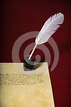 Quill and Pen With handwritten Text