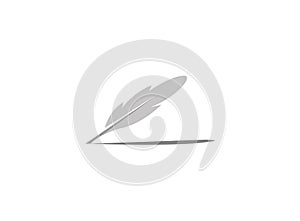 Quill or Plume with shadow for logo