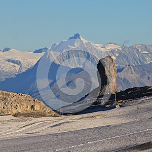 Quille Du Diable, unique rock next to the Tsanfleuron Glacier.