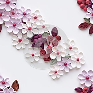 Quilling Flowers: Stunning Multilayered Designs In Light Maroon And Light Magenta