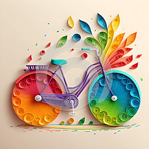 Quilling Paper Cut Bicycle