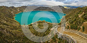 Quilotoa lagoon near Latacunga town in Ecuador