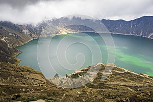 Quilotoa lake in Ecuador photo