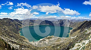 Quilotoa lake in Volcano Crater, Ecuador