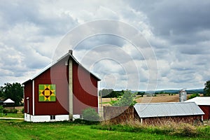 Quilt Barn with Storm Clouds