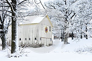 Quilt Barn in a Winter Snowy Wonderland