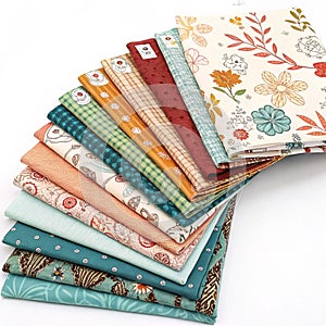 Quilters fabric collection isolated on transparent background