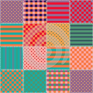 Quilting design. Colorful background. Seamless patchwork pattern