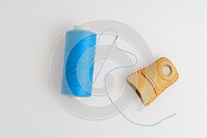 Quilting Essentials: Sewing Thread, Needle and leather thimble