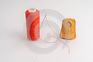 Quilting Essentials: Sewing Thread, Needle and leather thimble