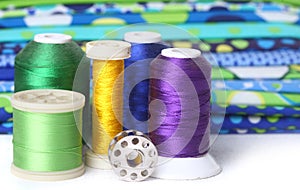 Quilting Thread With Fabric and Copy Space