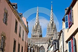 Quimper, cathedral and timbered