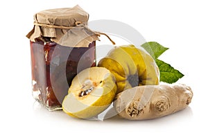 Quince jam, quince fruit and ginger