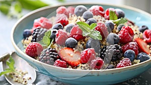 Quinoa and antioxidantrich berries drizzled with a tangy avocado oil dressing creating a hearty and nutritious salad photo