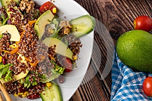 Quinoa and avocado salad. detox diet or just a healthy meal. Selective focus with extreme shallow depth of field