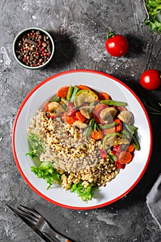 Quinoa and Bulgur with Vegetables, Healthy Meal, Vegetarian Food