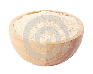 Quinoa flour in wooden isolated on white