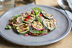 Quinoa with grilled courgette salad